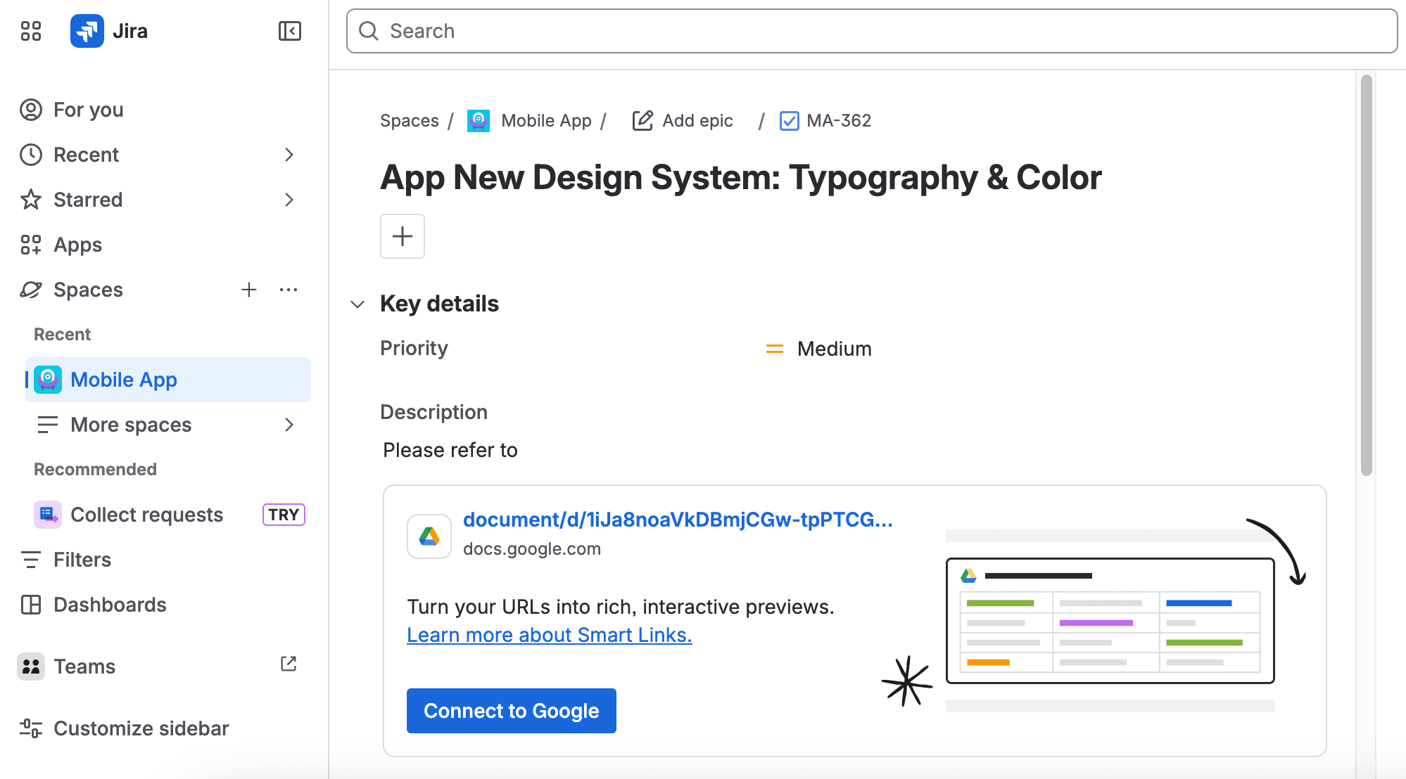 Jira ticket example